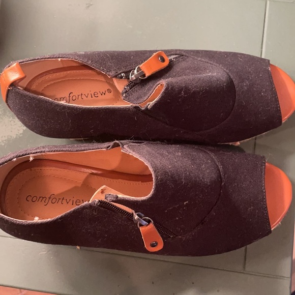 Comfortview Peep Toe Wedge Shoes 8W - Picture 2 of 4
